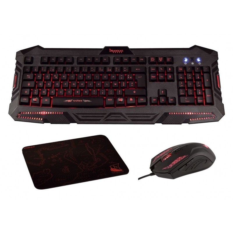 Pack Raider Drakkar Pk30 Souris Clavier Tapis Pc - image du jeu clavier souris tapis drakkar pack raider 3 en 1