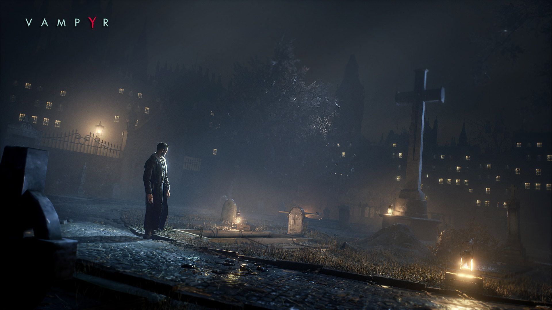 Le héros de Vampyr dans un cimetierre