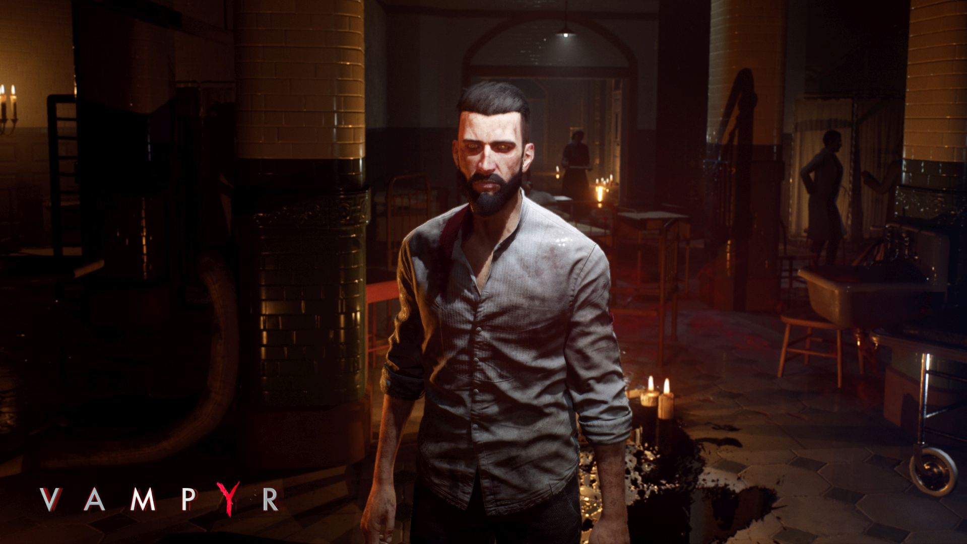 Jonathan Reid de Vampyr dans un cimetierre